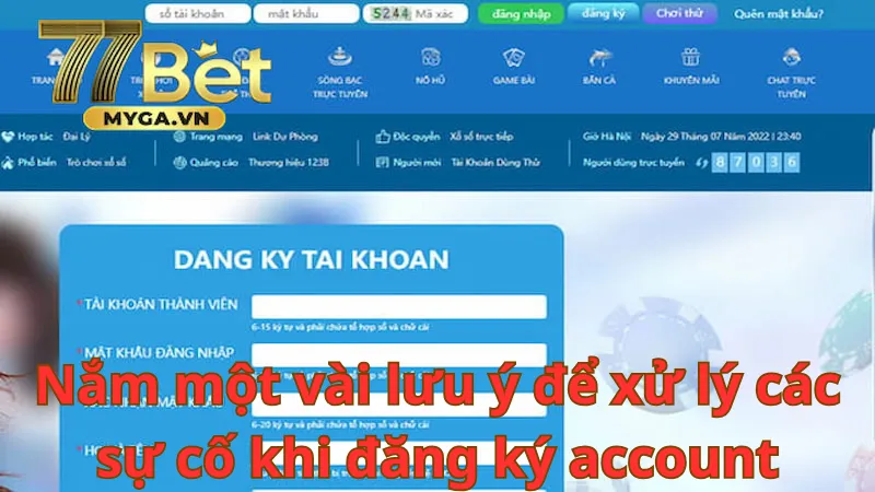 đăng ký 77bet lưu ý